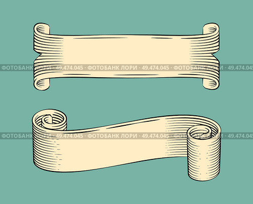 Hand drawn sketch set of ribbons vector icons. Monochrome stripes, scroll and swirl strings, with ragged edges, line art outline style, banner design. Hand drawn sketch set of ribbons vector icon. Стоковая иллюстрация, агентство Ingram Publishing / Фотобанк Лори
