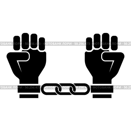 Handcuffed hands Chained human arms Prisoner concept Manacles on man Detention idea Fetters confine Shackles on person icon black color vector illustration flat style simple image. Handcuffed hands Chained human arms Prisoner concept Manacles on man Detention idea Fetters confine Shackles on person icon black color vector illustration flat style image. Стоковая иллюстрация, агентство Ingram Publishing / Фотобанк Лори