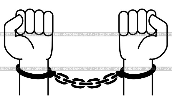 Handcuffs on the hands of the criminal. Стоковая иллюстрация, иллюстратор Сергей Лаврентьев / Фотобанк Лори