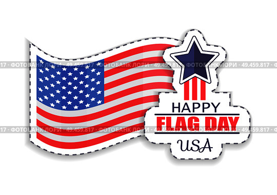 Happy flag day celebration of holiday in USA, Old Glory symbols and stickers with lines, icons collection vector illustration, isolated on white. Happy Flag Day Celebration Vector Illustration. Стоковая иллюстрация, агентство Ingram Publishing / Фотобанк Лори