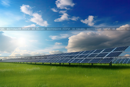 Harnessing Solar Energy: A Sunlit Surge Into the Future. Стоковое AI-изображение, AI-художник Данила Большаков / Фотобанк Лори