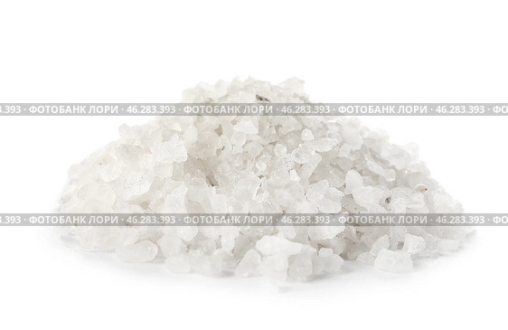 Heap of iodized salt on white background. Стоковое фото, фотограф Pixel_shot / Фотобанк Лори