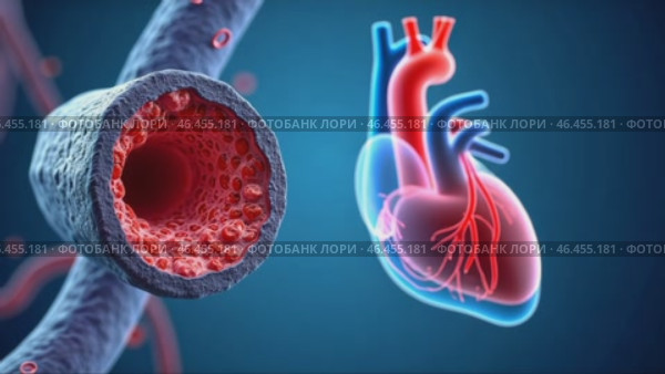 Heart is shown with its blood vessels and the inside of the heart is shown. Стоковое AI-видео, аниматор Sergey Grishin / Фотобанк Лори