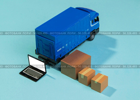 high angle delivery truck boxes. High resolution photo. high angle delivery truck boxes. High quality photo. Стоковое фото, агентство Ingram Publishing / Фотобанк Лори