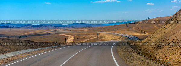 Highway on Tazheranskaya steppe. Стоковое фото, фотограф Анна Кривицкая / Фотобанк Лори