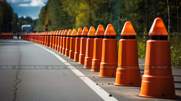 highway road barriers ai generated. Стоковое AI-изображение, AI-художник Vectorwin / Фотобанк Лори
