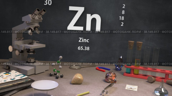 Химический Элемент 30 Zn Цинк. Периодическая система. Инфографика. Стоковая анимация, аниматор Max Konnov / Фотобанк Лори