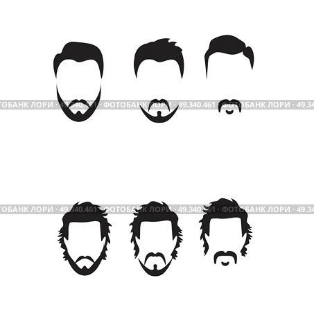 Hipster Vector Set, hair and beards,vector illustration set. Стоковая иллюстрация, агентство Ingram Publishing / Фотобанк Лори