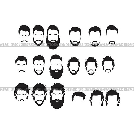 Hipster Vector Set, hair and beards,vector illustration set. Стоковая иллюстрация, агентство Ingram Publishing / Фотобанк Лори