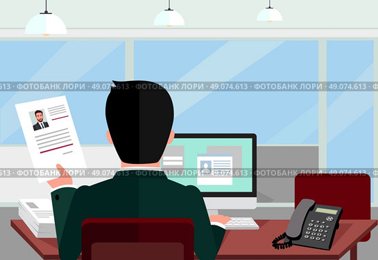 Hiring recruiting interview. Look resume applicant employer. Hands Hold CV profile choose from group of business people. HR, recruiting, we are hiring. Candidate job position. Hire and interviewer. Стоковая иллюстрация, агентство Ingram Publishing / Фотобанк Лори