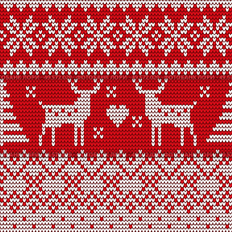 Holiday decorative background vector. Winter sweater with embroidery of snowflakes and reindeers, fir or spruce. Xmas white ornament seamless pattern illustration. Christmas celebration backdrop. Christmas Decorative Ornament on Sweater, Winter. Стоковая иллюстрация, агентство Ingram Publishing / Фотобанк Лори