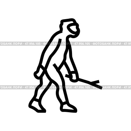 homo erectus human evolution line icon vector illustration. Стоковая иллюстрация, иллюстратор Vectorwin / Фотобанк Лори