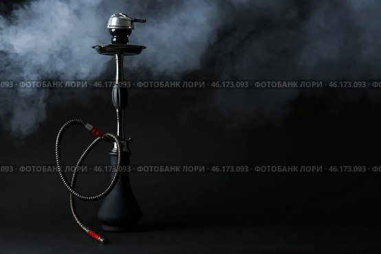 Hookah with fume on dark background. Стоковое фото, фотограф Pixel_shot / Фотобанк Лори
