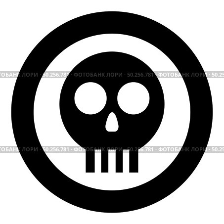 Human skull Cranium icon in circle round black color vector illustration flat style simple image. Human skull Cranium icon in circle round black color vector illustration flat style image. Стоковая иллюстрация, агентство Ingram Publishing / Фотобанк Лори