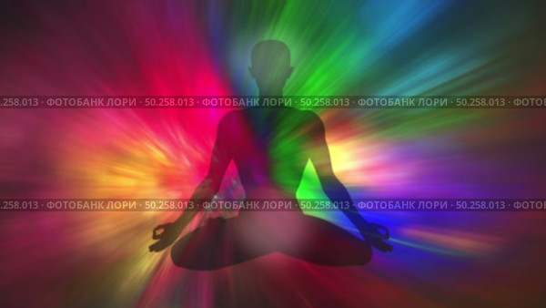 Human yoga with colorful aura meditation. Стоковая анимация, аниматор Михаил Коханчиков / Фотобанк Лори