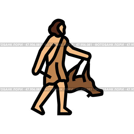 hunting gathering human evolution color icon vector illustration. Стоковая иллюстрация, иллюстратор Vectorwin / Фотобанк Лори
