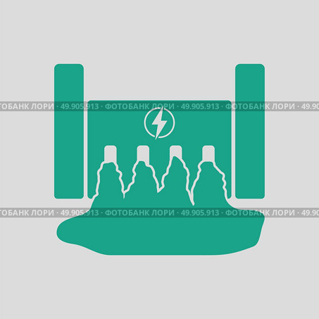 Hydro power station icon. Gray background with green. Vector illustration. Стоковая иллюстрация, агентство Ingram Publishing / Фотобанк Лори