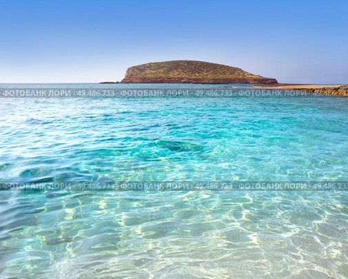 Ibiza Cala Comte Conta beach in Sant Josep of Balearic Islands. Стоковое фото, агентство Ingram Publishing / Фотобанк Лори