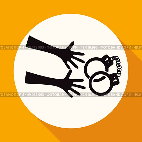 Icon modern police on white circle with a long shadow. Стоковая иллюстрация, агентство Ingram Publishing / Фотобанк Лори