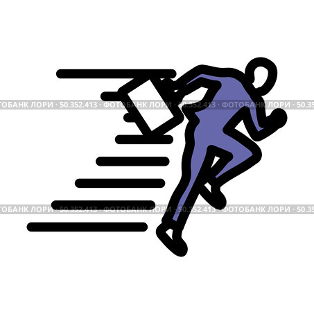 Icon Of Accelerating Businessman. Editable Bold Outline With Color Fill Design. Vector Illustration. Стоковая иллюстрация, агентство Ingram Publishing / Фотобанк Лори
