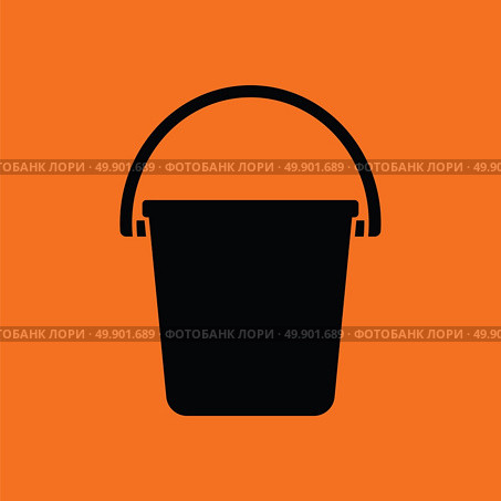 Icon of bucket. Orange background with black. Vector illustration. Стоковая иллюстрация, агентство Ingram Publishing / Фотобанк Лори