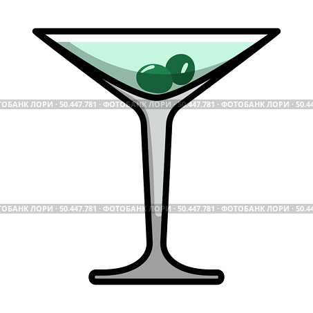 Icon Of Cocktail Glass With Olives. Editable Bold Outline With Color Fill Design. Vector Illustration. Стоковая иллюстрация, агентство Ingram Publishing / Фотобанк Лори
