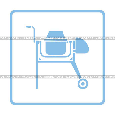 Icon of Concrete mixer. Blue frame design. Vector illustration. Стоковое фото, агентство Ingram Publishing / Фотобанк Лори