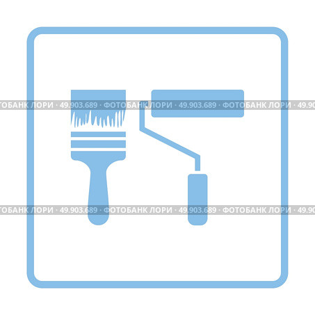 Icon of construction paint brushes. Blue frame design. Vector illustration. Стоковая иллюстрация, агентство Ingram Publishing / Фотобанк Лори