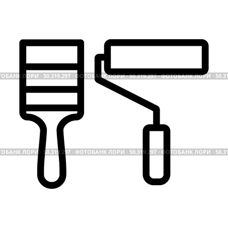 Icon Of Construction Paint Brushes. Editable Bold Outline Design. Vector Illustration. Стоковая иллюстрация, агентство Ingram Publishing / Фотобанк Лори