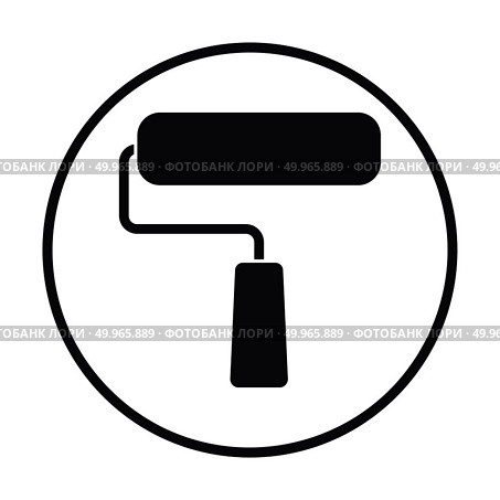 Icon of construction paint brushes. Thin circle design. Vector illustration. Стоковое фото, агентство Ingram Publishing / Фотобанк Лори