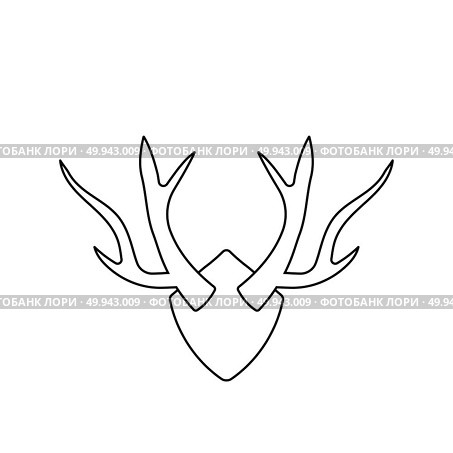 Icon of deer’s antlers . Thin line design. Vector illustration. Стоковая иллюстрация, агентство Ingram Publishing / Фотобанк Лори