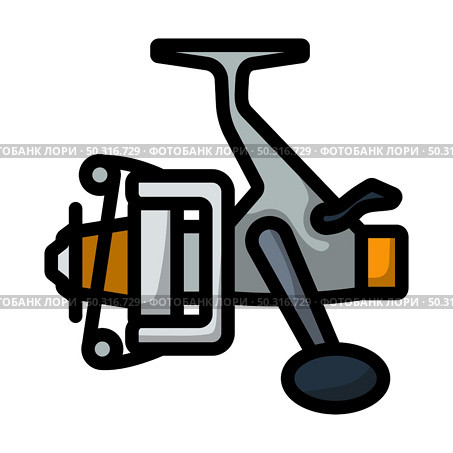 Icon Of Fishing Reel. Editable Bold Outline With Color Fill Design. Vector Illustration. Стоковая иллюстрация, агентство Ingram Publishing / Фотобанк Лори