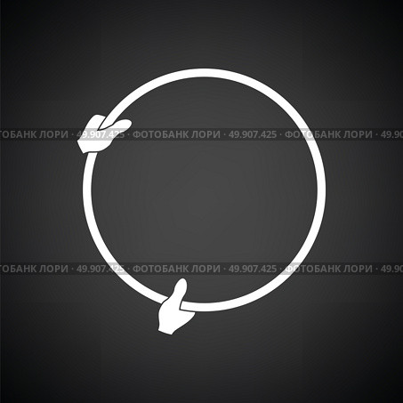 Icon of hand holding photography reflector. Black background with white. Vector illustration. Стоковая иллюстрация, агентство Ingram Publishing / Фотобанк Лори