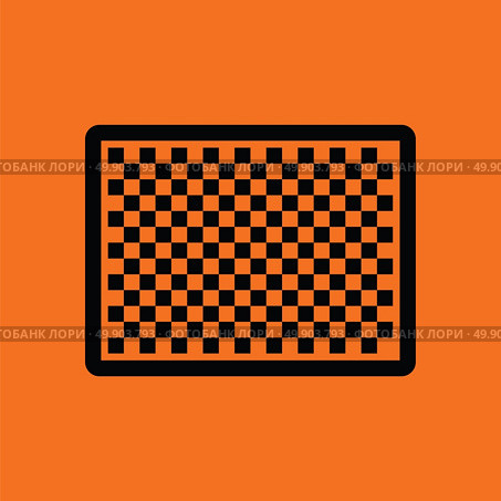 Icon of photo camera sensor. Orange background with black. Vector illustration. Стоковая иллюстрация, агентство Ingram Publishing / Фотобанк Лори