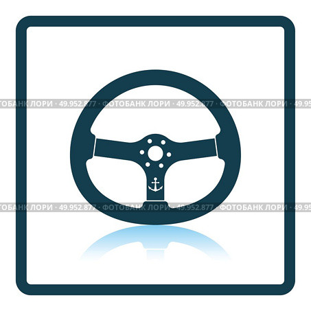 Icon of  steering wheel  on gray background, round shadow. Shadow reflection design. Vector illustration. Стоковое фото, агентство Ingram Publishing / Фотобанк Лори