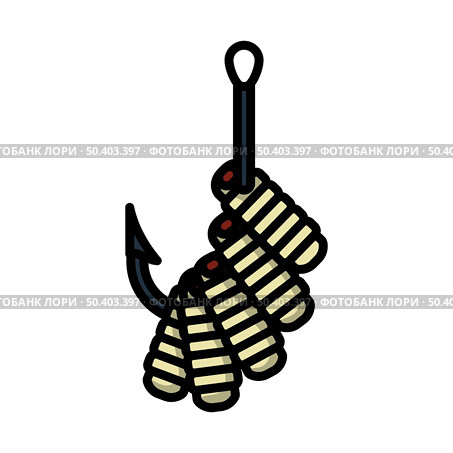 Icon Of Worm On Hook. Editable Bold Outline With Color Fill Design. Vector Illustration. Стоковая иллюстрация, агентство Ingram Publishing / Фотобанк Лори