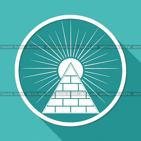 Icon Pyramid on white circle with a long shadow. Стоковая иллюстрация, агентство Ingram Publishing / Фотобанк Лори