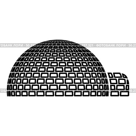 Igloo dwelling with icy cubes blocks Place when live inuits and eskimos Arctic home Dome shape icon outline black color vector illustration flat style simple image. Стоковая иллюстрация, агентство Ingram Publishing / Фотобанк Лори
