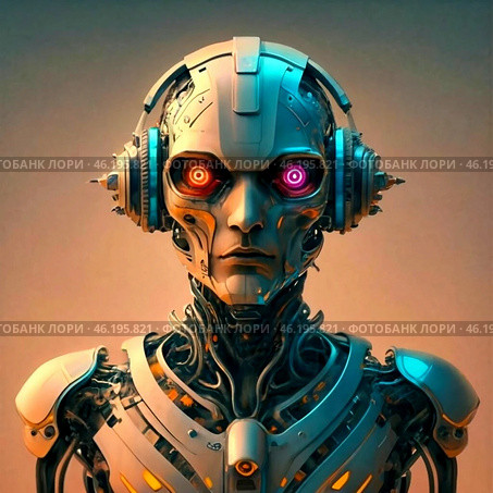 Иллюстрация киборга. Стоковое AI-изображение, AI-художник ольга скальская / Фотобанк Лори