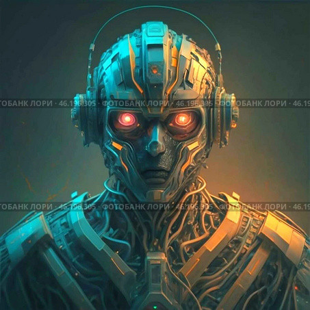 Иллюстрация киборга. Стоковое AI-изображение, AI-художник ольга скальская / Фотобанк Лори