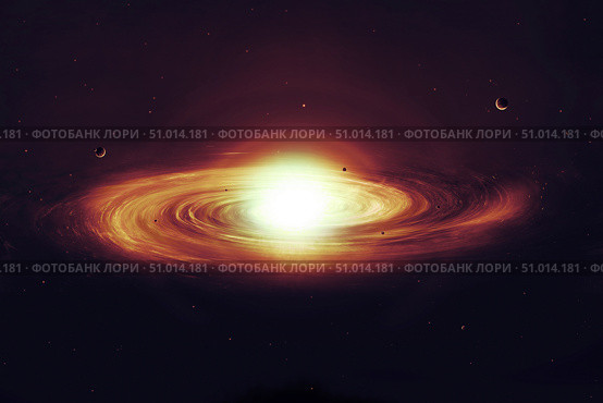 Implosion of a Sun with visible solar system and planets. Стоковое фото, фотограф Tomasz Dabrowski/Stocktrek Images / ТАСС / Фотобанк Лори