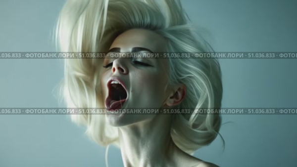 In a creative studio, a young woman expresses raw emotion through movement, her flowing blonde hair accentuating her passion and energy. Стоковое AI-видео, аниматор Данила Большаков / Фотобанк Лори
