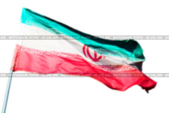 in iran blur  iranian waving flag  the blue sky and wind. Стоковое фото, агентство Ingram Publishing / Фотобанк Лори