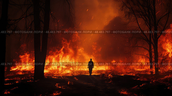 inferno walk through fire ai generated. Стоковое AI-изображение, AI-художник Vectorwin / Фотобанк Лори