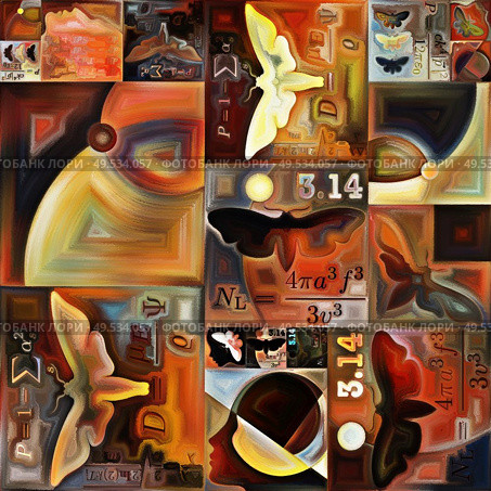 Inner Encryption series. Colorful collage of abstract organic forms, symbols and  art textures on subject of hidden meanings, sacred life, drama, poetry, mysticism and art. Стоковое фото, агентство Ingram Publishing / Фотобанк Лори