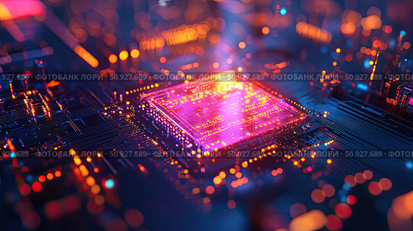 innovation beaming semiconductor ai generated. Стоковое AI-изображение, AI-художник Vectorwin / Фотобанк Лори