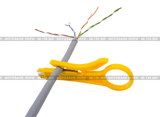 Инструмент для зачистки проводов на белом фоне. Wire stripping tool on a white background. Стоковое фото, фотограф Татьяна Д / Фотобанк Лори