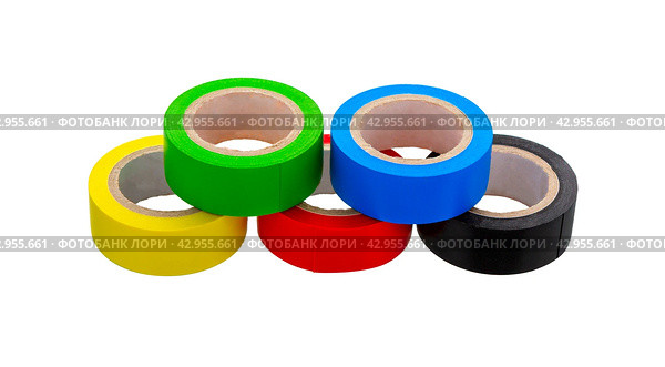 Insulating Tape isolated on white. Изолента в ассортименте. Стоковое фото, фотограф Roman B. / Фотобанк Лори