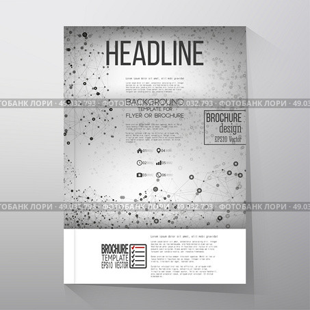 Interconnection network, molecular structure on gray background. Brochure, flyer or report for business, template vector. Стоковая иллюстрация, агентство Ingram Publishing / Фотобанк Лори