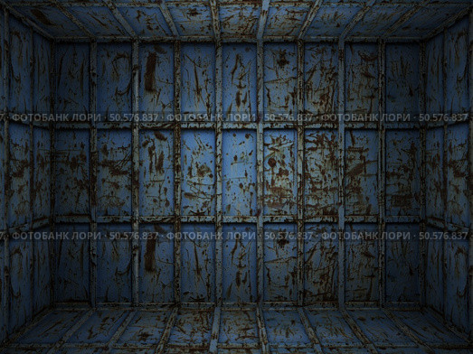 Interior scene of grungy and scratched metal room. Стоковое фото, агентство Ingram Publishing / Фотобанк Лори